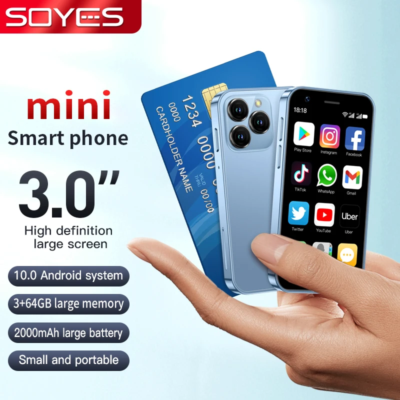 Cell Phone Mobile Phone SOYES XS16 mini 4G Smartphone 3.0inch 3GB RAM 64GB ROM Android 8.0 5MP Camera Dual SIM With Play Store WhatsAPP