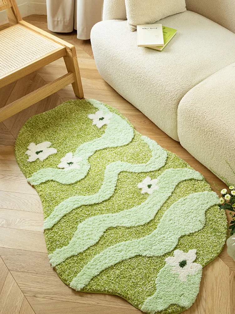 

Green Grass Shaggy Tufted Carpet Soft Fluffy Floor Rugs Long Bedside Mat Non-Slip Absorbent Home Decorate 80x130CM