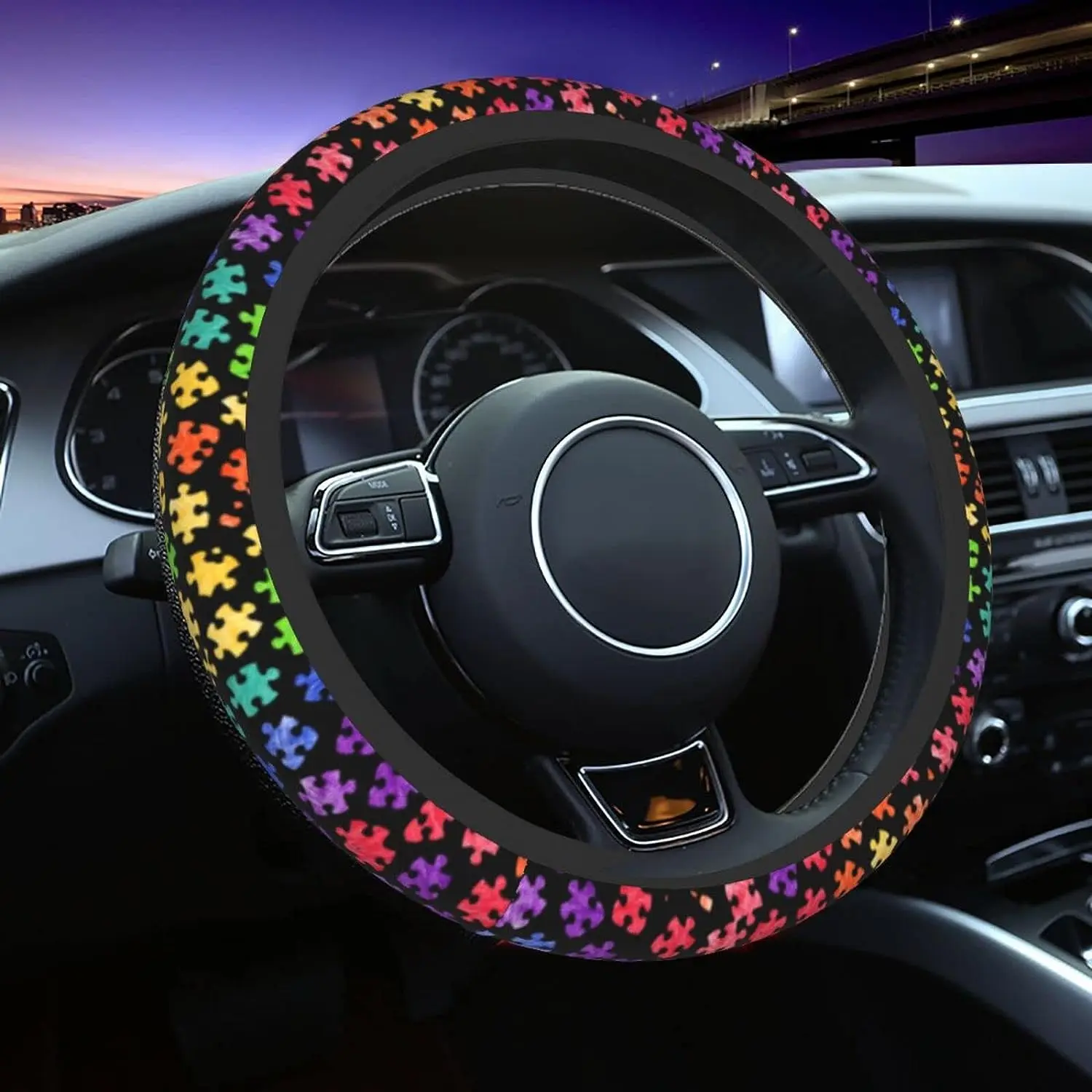 

Autism Awareness Universal Steering Wheel Covers Cute Car Steering Wheel Cover for Women and Girls Car Accessories for Women