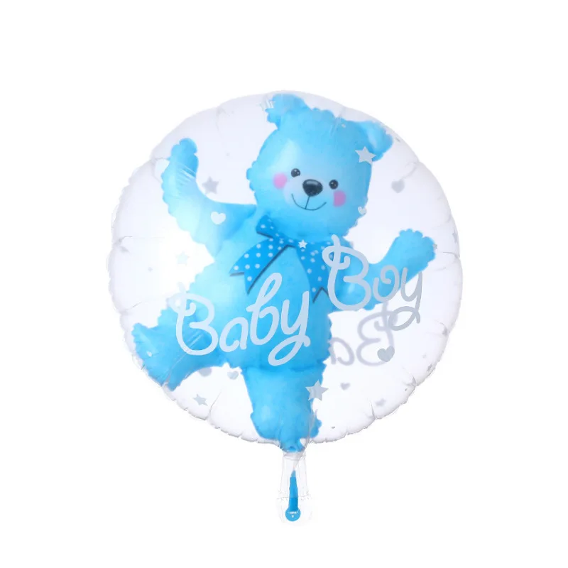 Baby Boy Girl Bear bubble balloons Transparent Ball in Ball with Heart Baby Shower Birthday Party Decorations 5pcs/lot