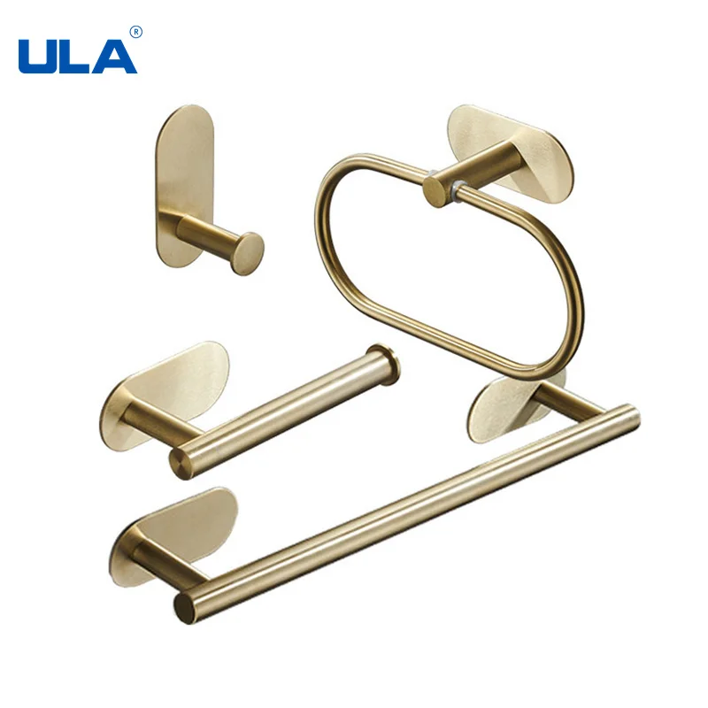 

ULA Toilet Paper Holder Gold Black Wall Hooks Towel Hanger Bathroom Accessories Stainless Steel Bedroom Wall Bath Hardware Sets