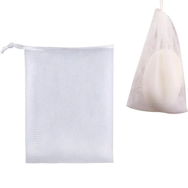 Soap Saver Bag Double-Layer Mesh Saver Drawstring Bag Exfoliating and Soap Pouch Face Wash Milk Foaming Net for Bubble