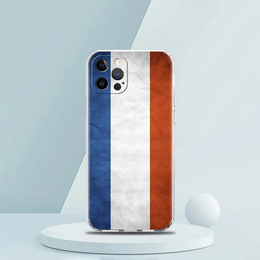Clear Shockproof Silicone TPU Phone Case with France Flag Design