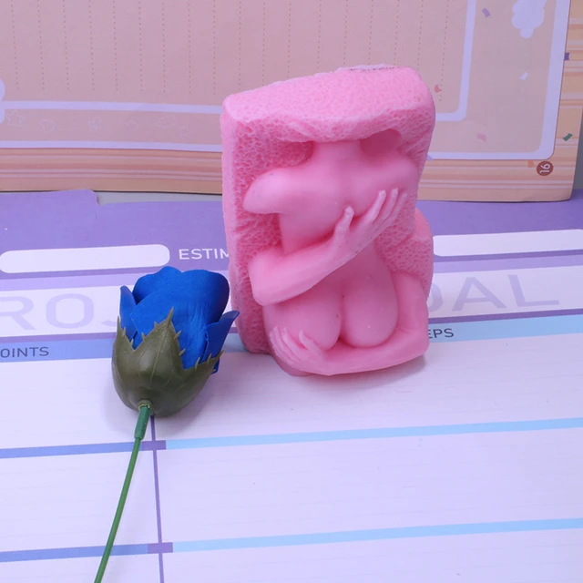 3D silicone mold Pregnant Bear for soap, candles, gypsum, c