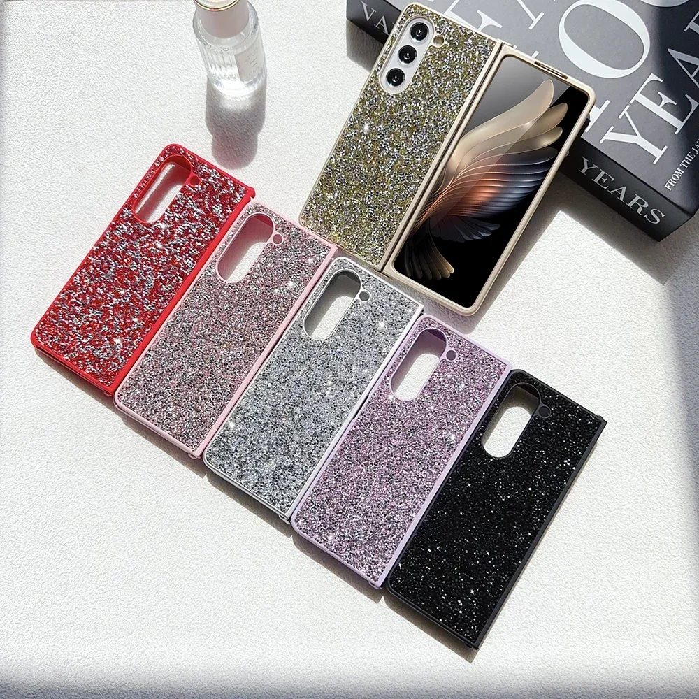 Rhinestone Glitter Sequins Trim Shockproof Phone Case with Soft TPU Frame