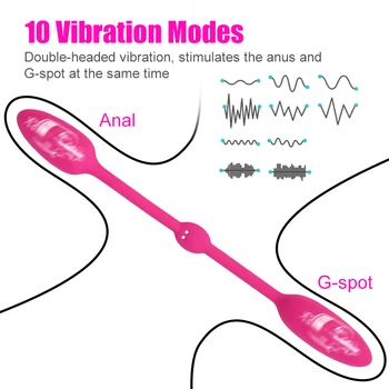 28cm Long Two Vaginal Balls Vibrators for Women Clitoris Stimulator Nipple Clamps Anal Plug Female Masturbator Panties Sex Toys 2