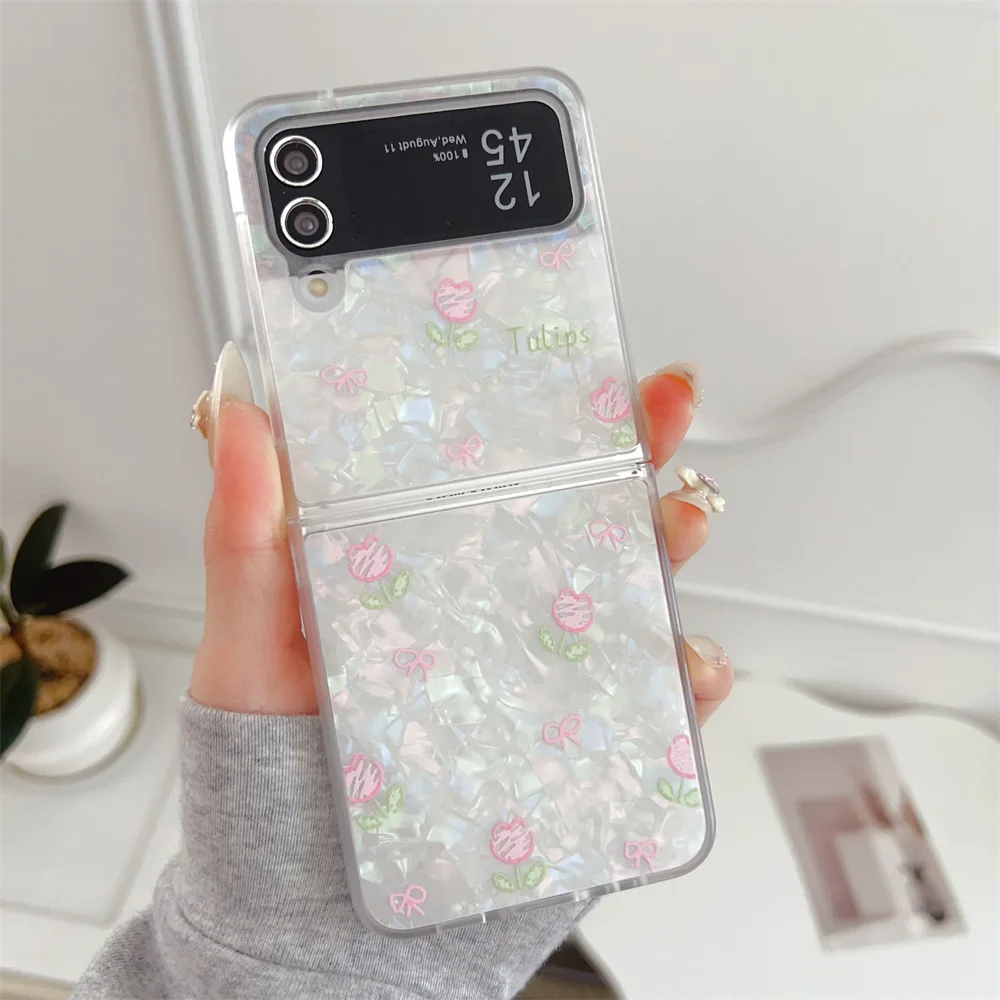 Tulip Flower Shell Pattern Luxury Ultrathin Shockproof Flip Case Cover