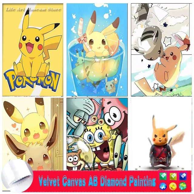 5D Diamond Painting Kit | Pokemon Cross Stitch | Full Round/Square Diamond  Embroidery | Cartoon Animal Embroidery