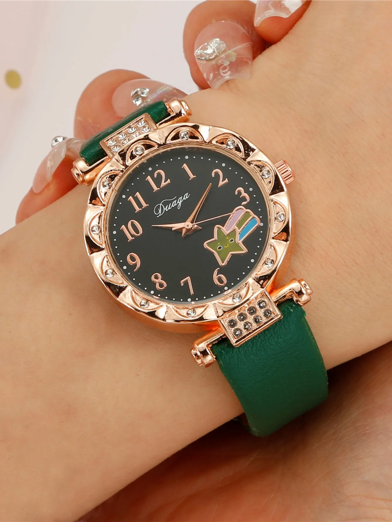 Cintura da donna con cartoni animati, orologio al quarzo, collana con biscotti, orecchini, anello, personalità, semplicità, moda, set da 5 pezzi_voghion.com