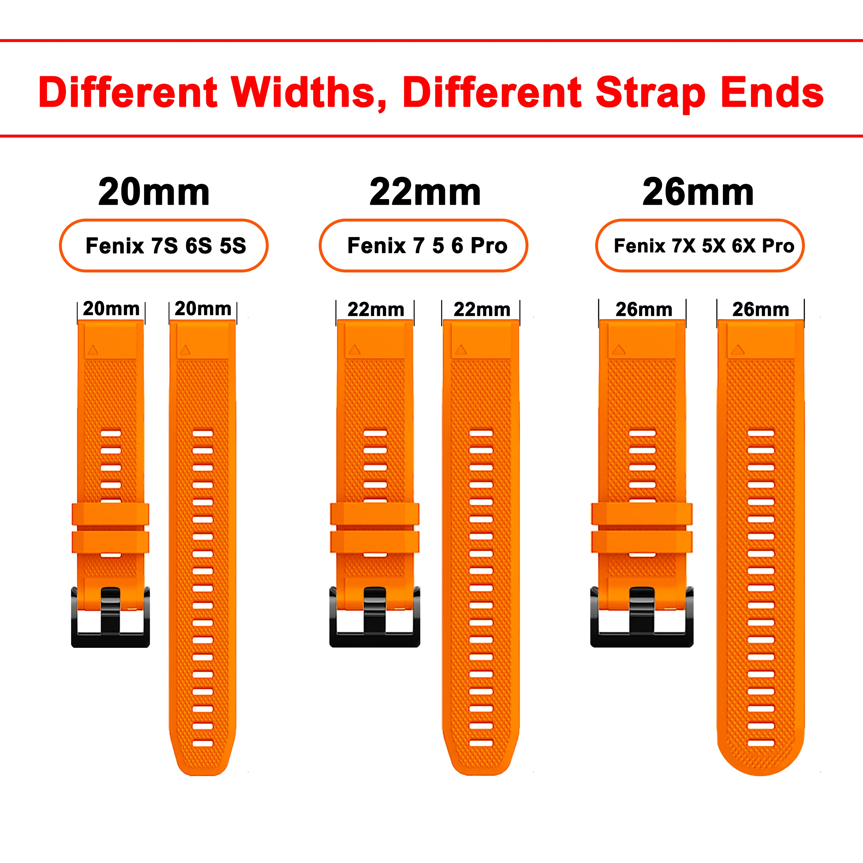 QuickFit Silicone Strap - Premium Watch Wrist Band (Multiple Sizes Available)