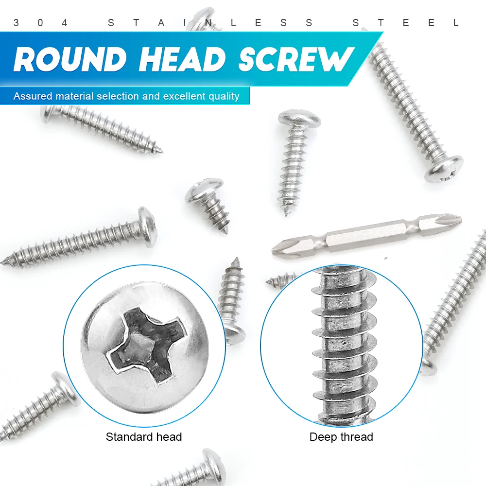 nindejin cruz cabeca redonda self tapping screw set 02
