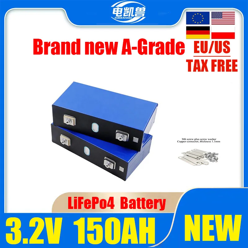 

4-16Pcs 3.2V 150Ah lithium batteries, suitable for DIY 12V 24V 48V solar energy storage RV campers EU/USA tax-free