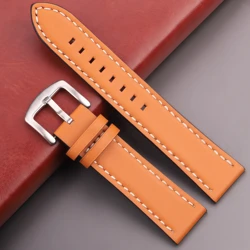 Classic Leather Watch Band - Premium Replacement Strap in 4 Timeless Colors - 22mm (Yellow)