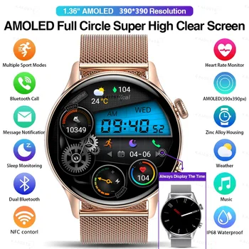 KAVSUMI Smart Watch AMOLED HD Screen Always On Display Women Watches Bluetooth Call IP68 Waterproof Sport Fitness Men Smartwatch 2