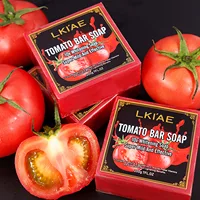 LKIAE Brand Tomato Fruit Scented Handmade Natural Bar Soap For Face And Body Whitening Oil Control Brightens Skin Shrink Pore 1