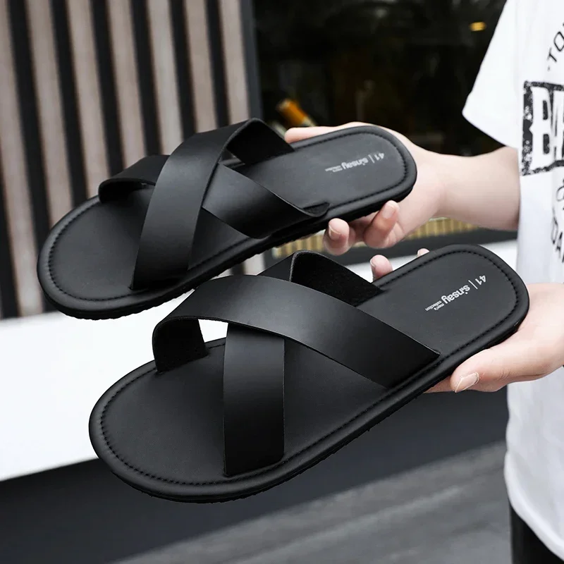 New Slippers Men's Summer Casual Shoes for Men Outdoor Comfortable Soft Sole Slides Beach Sandals Size 39-46 Dropshipping 4