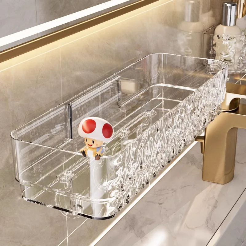 Bathroom Shelf Wall Mounted Cosmetics Storage Rack No Hole Required Plastic Corner Wall Shelf Organizer Bathroom Accessories 4