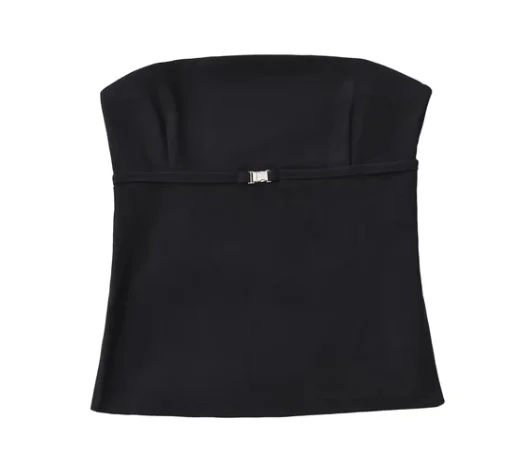 

Autumn Sexy Women Crop Top Ruched Sleeveless Back Strapless Slim Tanks Female Bustier Y2K Tube Top