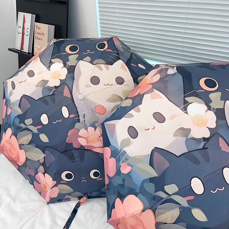 Cartoon Cat Umbrella Strong Stand Smart Umbrella Full Automatic UV Protection Mini Parapluie Anime