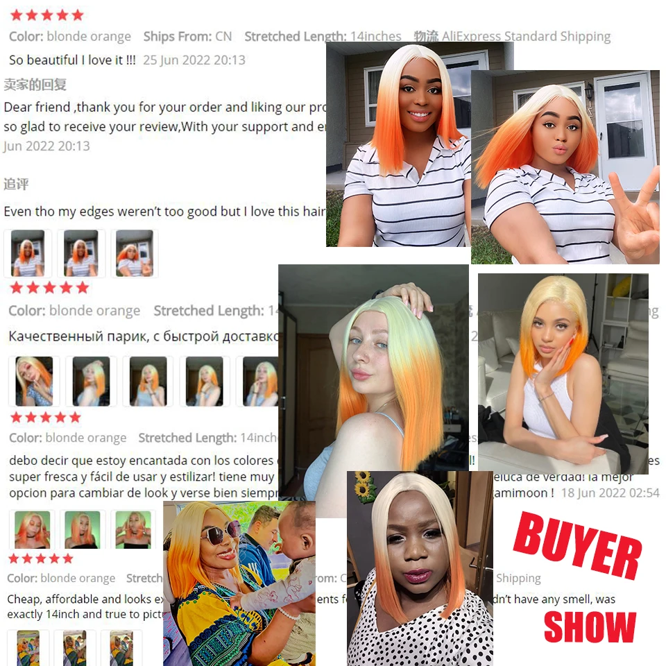 I's a wig Short Blonde Orange Cosplay Wigs Synthetic Wigs for Women Straight Bob Hair Middle Part Natural Blonde Pink Red Wigs 4