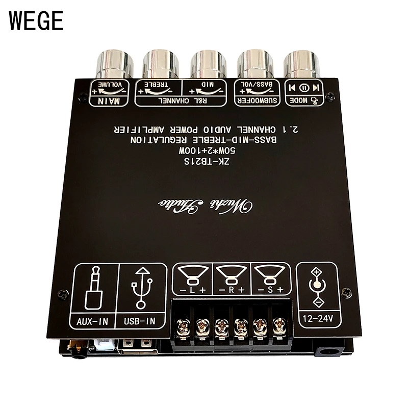 WEGE ZK-TB21S TB21 MT21S MT21 2.1 Channel 2*50W + 100W TPA3116D2 BT Audio Amplifier Power Subwoofer Treble AMP Wuzhi Audio APP audio amplifier board audio speaker