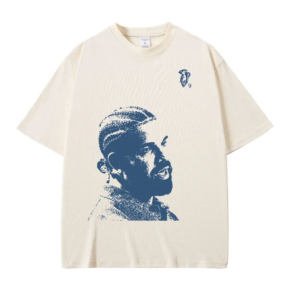 Vintage Rapper Drake Portrait Grafik T-Shirt Herrenmode Hip Hop Kurzarm 100 % Baumwolle Übergroße T-Shirts Streetwear Unisex