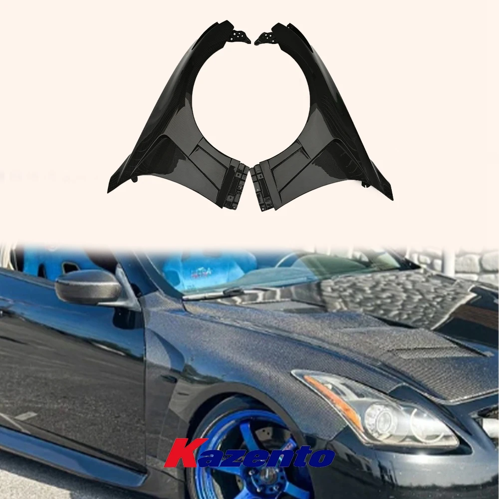 인피니티 G37 2008-2013 용 문짝 통풍 프론트 펜더 카본, 라이트 홀 없음