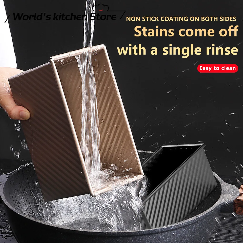 250g/450g/600g/750g/900g/1000g Aluminum alloy black non-stick coating Toast boxes Bread Loaf Pan cake mold baking tool with lid cake mold baking pan baking pan tray bread mold bread baking pan