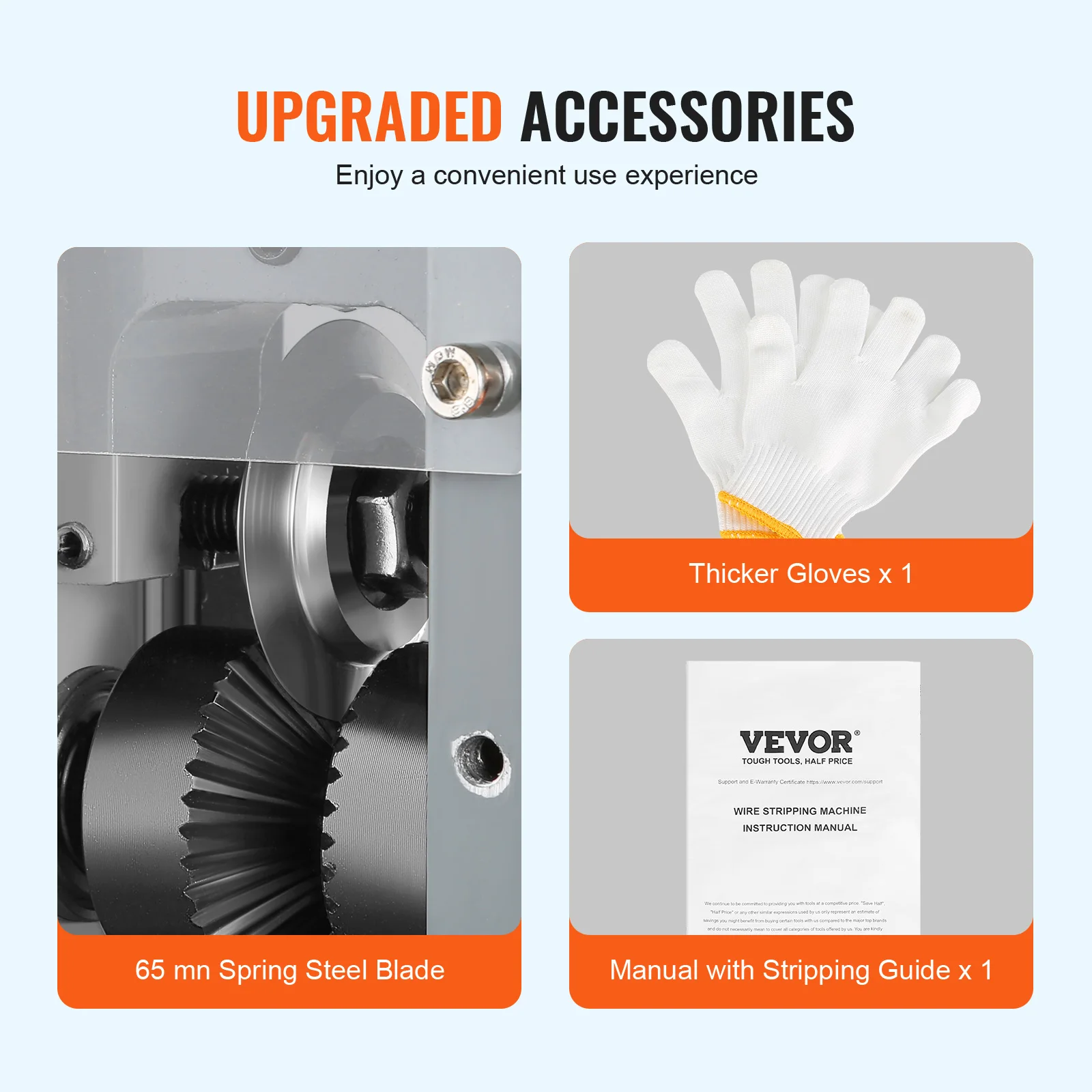 VEVOR Electric Wire Stripping Machine 1.5-25mm Cable Stripper 180W 60ft/min 3 Feeding Holes Wire Peeler Scrap Copper Recycling 6