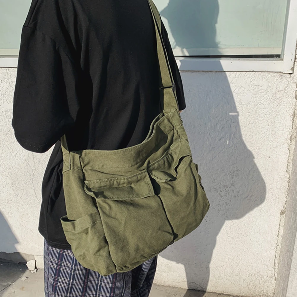 

Solid-Color Simple Shoulder Bag Large Capacity Student School Bag For Working Office