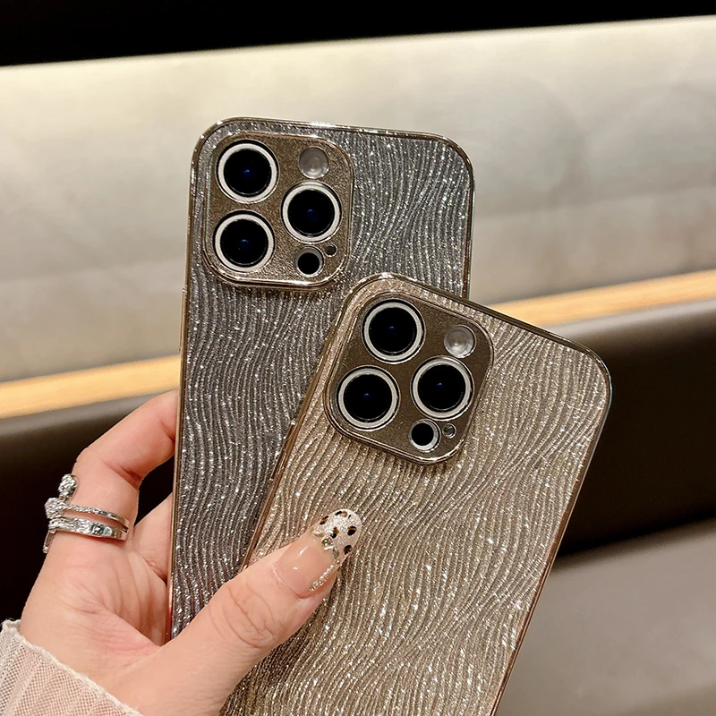 Luxury Glitter Plating Soft Bumper Bling Case with Hard Back Cover