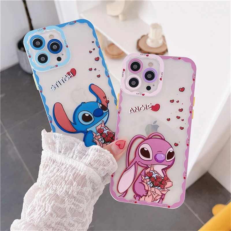 Cute Disney Cartoon Couple Stitch Case for iPhone 12 Pro 11 Pro XS