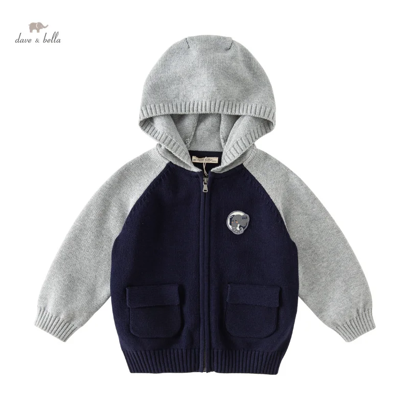 Dave Bella Children's Boy's Autumn Fashion Casual Hooded Sweater Cardigan Overcoat Tops Cotton Outdoor Sport DB3236761