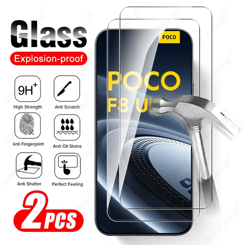 2 шт. прозорого кришталевого загартованого скла для Xiaomi Poco F8 F 8 Ultra Pro F8Ultra F8Pro 9H Anti-Scratch Screen Protectors Case Friendly