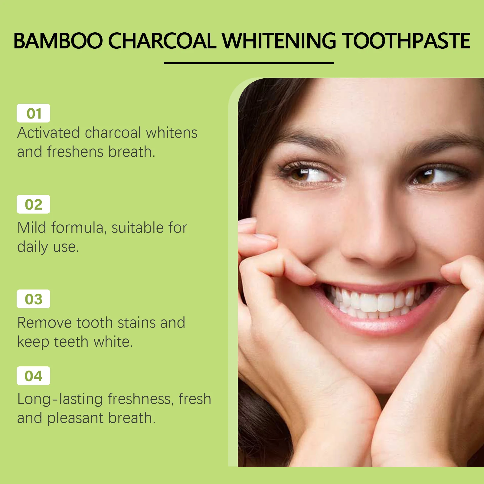 Whitening toothpaste absorbs bad breath and removes yellow teeth Bamboo charcoal toothpaste-Fresh breath, brightening teeth,