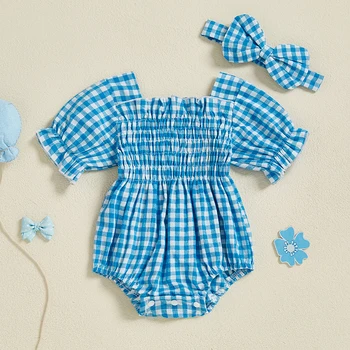 Adorable Baby Girl Romper Set Sleeveless Floral Print Bodysuit with Matching Headband Summer Outfit for Newborns 2