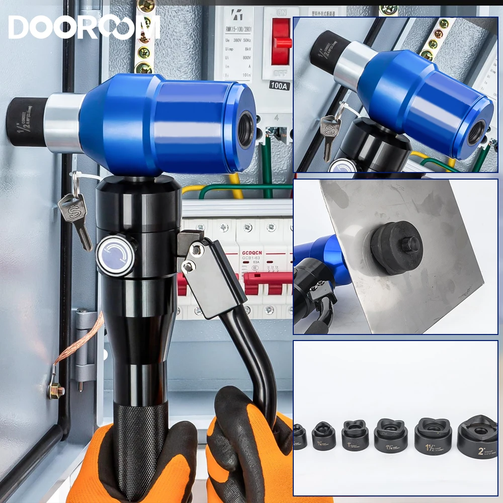 DOOROOM Manual Hydraulic Tool Set with 6 Molds 22.5mm 28.3mm 34.6mm 43.2mm 49.6mm 61.5mm Hydraulic Punching Drilling Machine 3