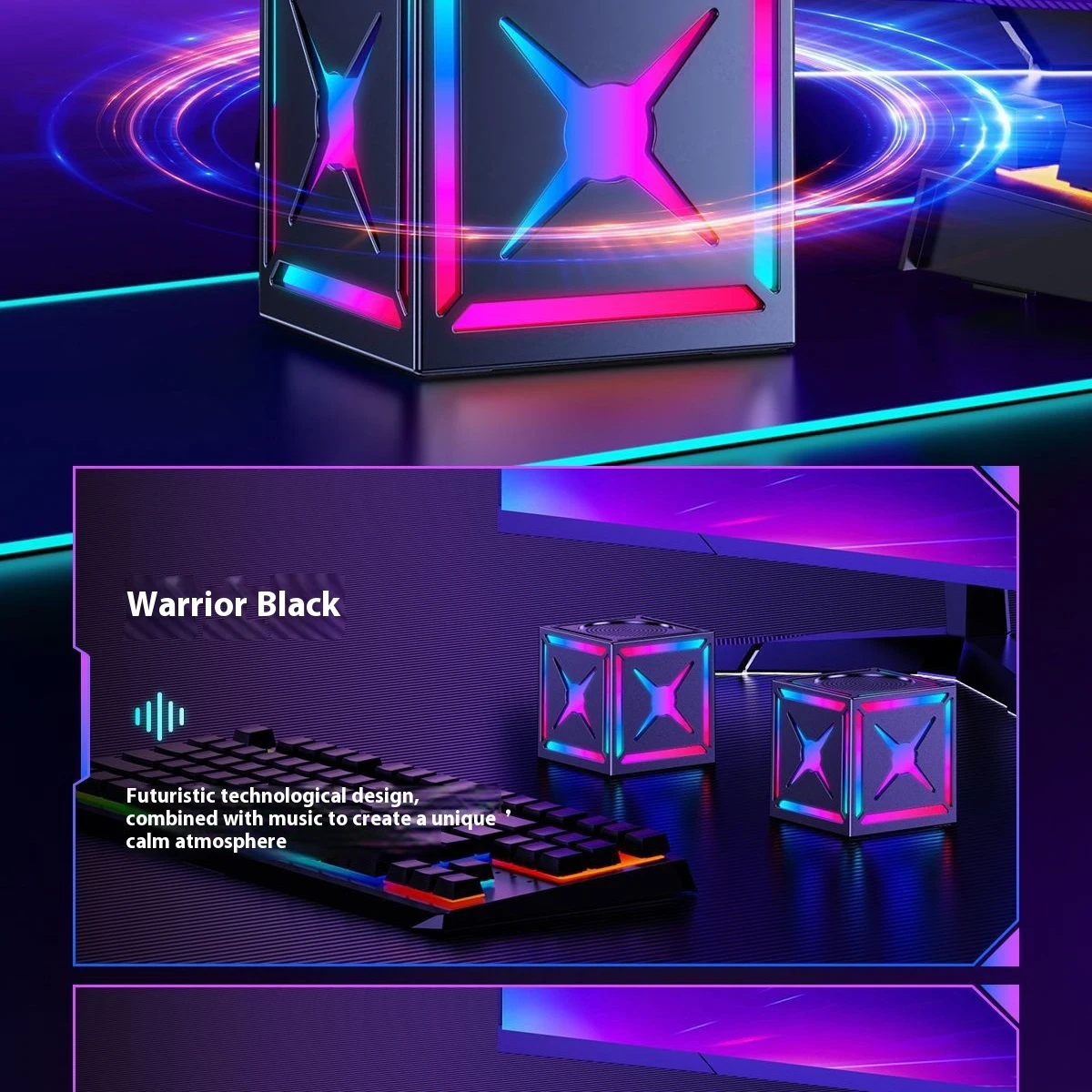 Altoparlanti Bluetooth portatili, radio FM, subwoofer per esterni, luce RGB, mini altoparlanti Bluetooth wireless intelligenti multifunzione per feste in casa_voghion.com