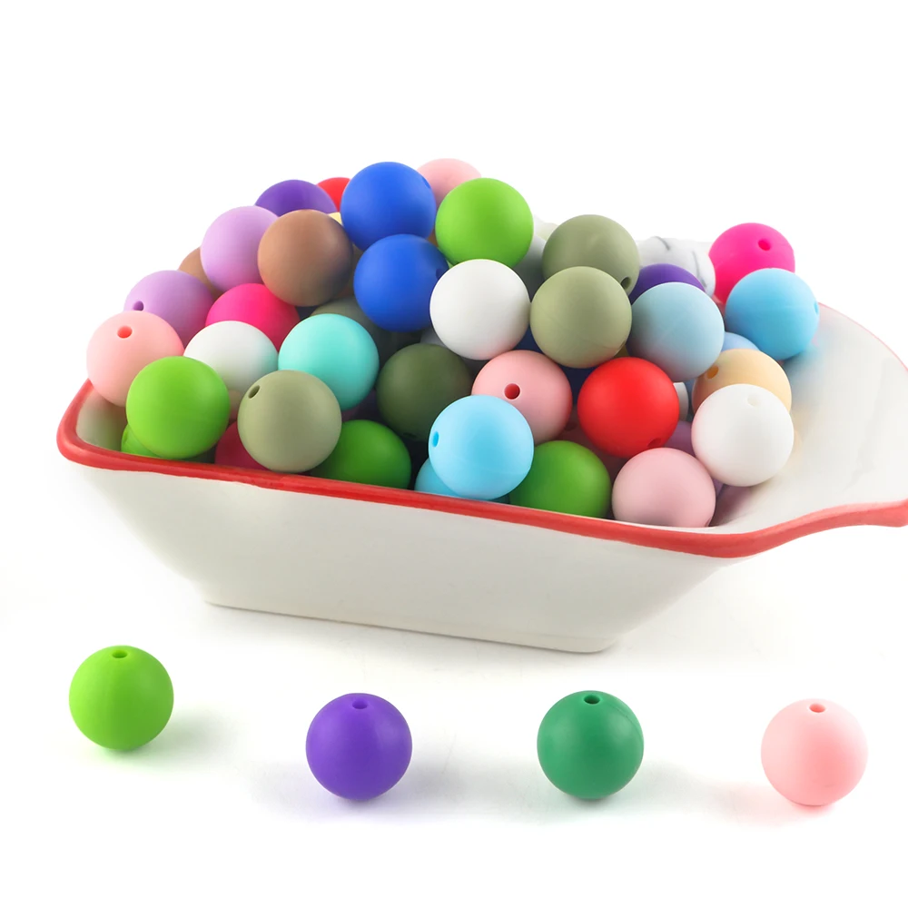 Round Silicone Beads 50Pcs 9/12/15mm Bulk Silicone Spacer Bead For Making Bracelets DIY Bracelets Necklaces Jewelry Accessories