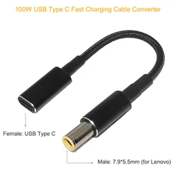 100W USB - C PD to DC Universal Laptop Charger Converter - Fast Charging Adapter Cable (7.9 - 5.5mm)