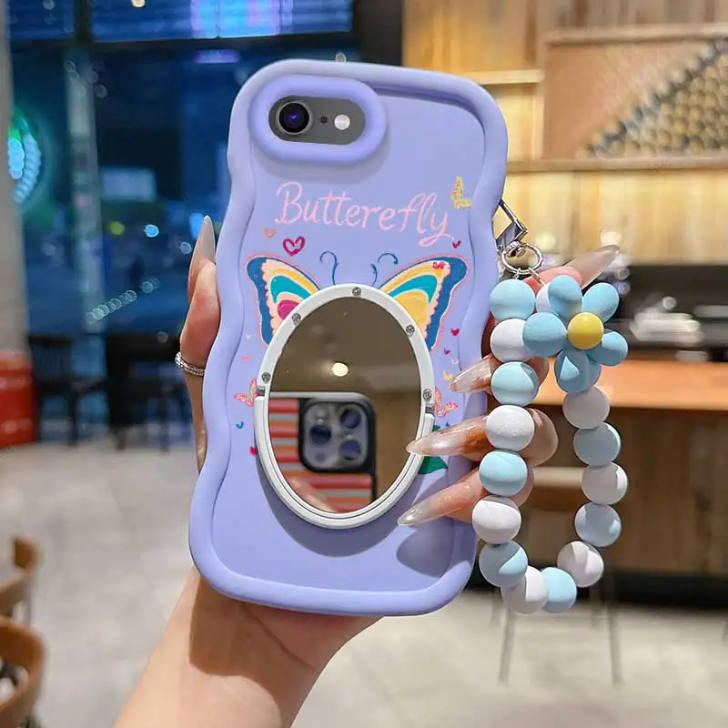 3-Piece Cartoon Butterfly Phone Case Set with Lanyard and Stand