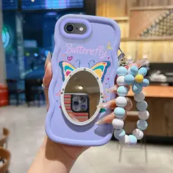 3 - Piece Cartoon Butterfly Phone Case Set with Lanyard and Stand - iPhone 15 (PURPLE)