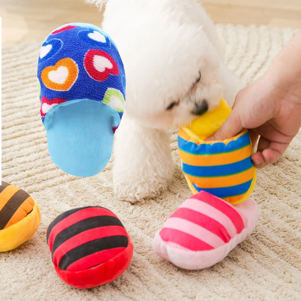 New Dog Pet Plush Sound Slippers Toy - PeticaDeals