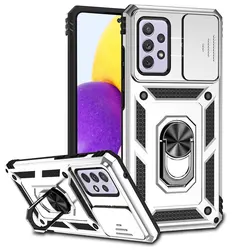 Shockproof Armor Slide Lens Protection Phone Case Cover for Redmi A2 4G (Silver)