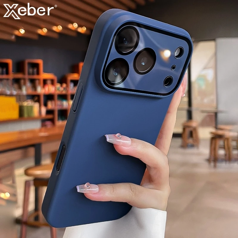 Luxury Matte Slim Hard PC Shockproof Phone Case with Glass Lens Camera Protection