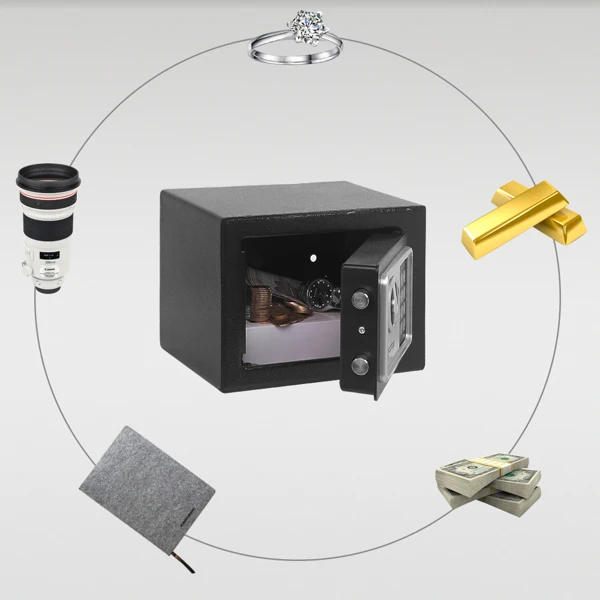 17E家用 电子密码保险箱 黑色箱体 银灰色面板-68