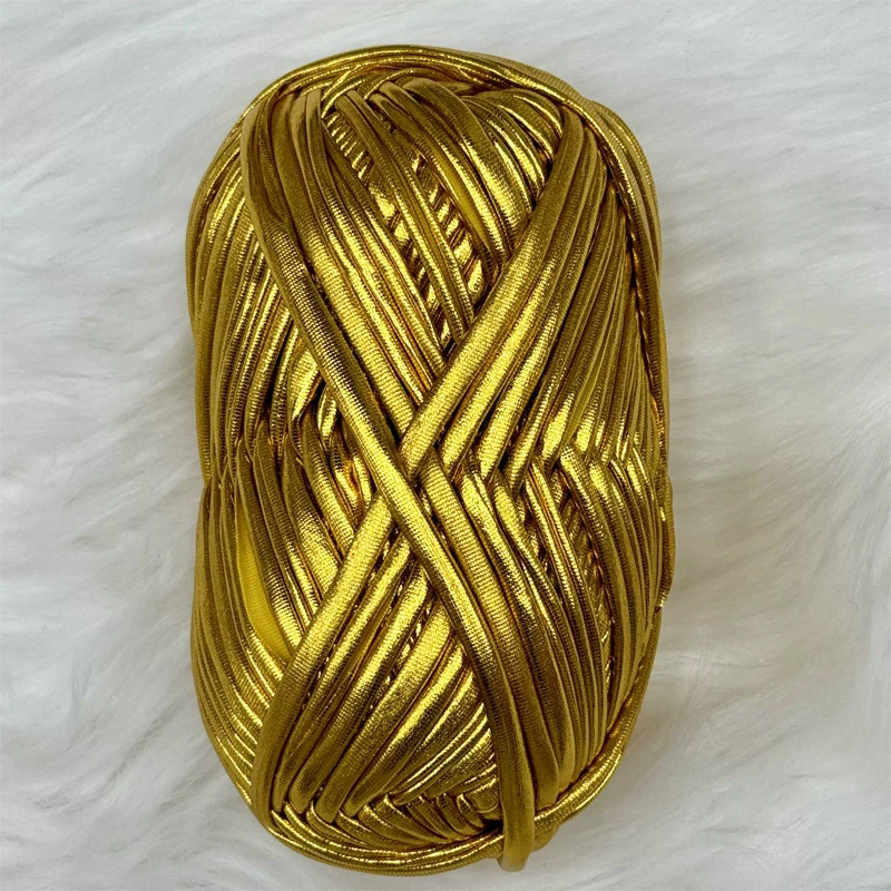 Soft Colorful Metallic Cloth Yarn Golden Silver Polyester Cloth Crochet Woven Yarn DIY Hook Knit Thread Material 100g X5569 2
