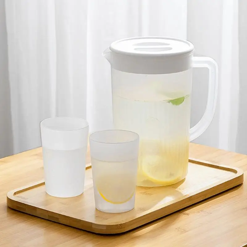 Large Pitcher With Lid 2.7L Beverage Pitchers Juice Containers Clear Ice Tea Maker Fridge Water Bottle Milk Cold Kettle Lemon