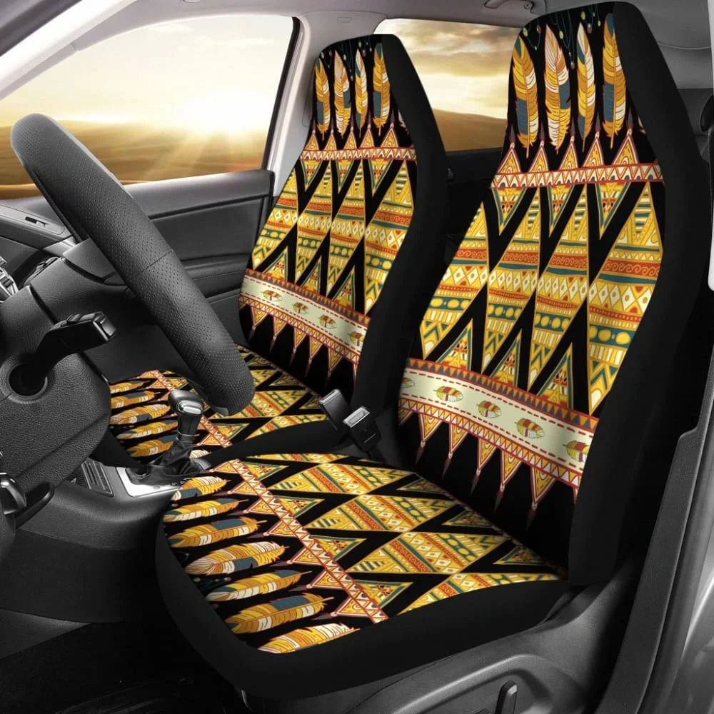 

Feather Yellow NativeCar Seat Cover,Pack of 2 Universal Front Seat Protective Cover