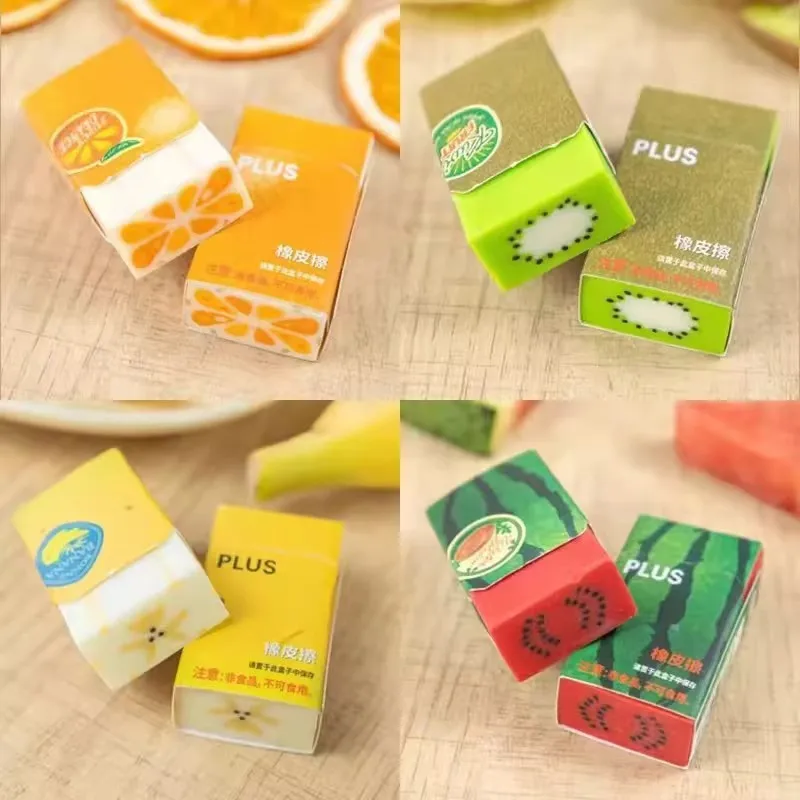 Japan PLUS Fruit Eraser Cute Watermelon Banana Kiwi Orange Kawaii Stationery Pomelo Durian Dragon Fruit Bamboo